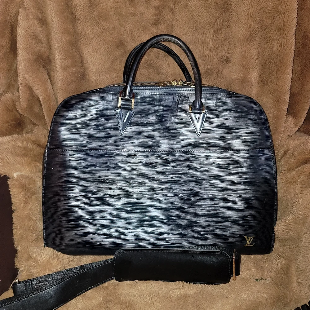 LOUIS VUITTON Epi Sorbonne School Business Laptop Briefcase Black AUTH…